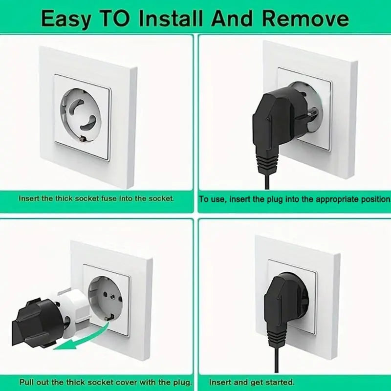 Child Safety EU Type F Socket Cover - Embedded Baby Proof Plug Protector for European Outlets, Non-Rotatable Dust Oil Resistant