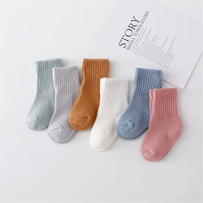 lawadka 6Pairs/set 0-12Month Newborn Baby Boy Girl Sock Cotton Solid Soft Infant Socks for Girls Boys Spring Autumn Korea Style