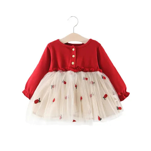 Lawadka 6M-3T Spring Newborn Baby Dresses for Girl Princess Lace First Birthday Girl Party Dresses Red Baby Outfits Clothes 2024