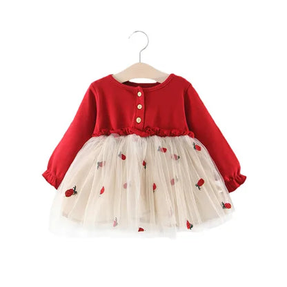 Lawadka 6M-3T Spring Newborn Baby Dresses for Girl Princess Lace First Birthday Girl Party Dresses Red Baby Outfits Clothes 2024