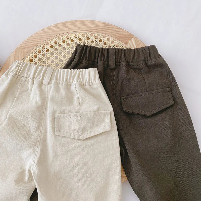 MILANCEL 2026 Spring Autumn Solid Kids Boys Straight Pants Fashion Children Clothing Trousers Brief Jeans for 1-6 Years
