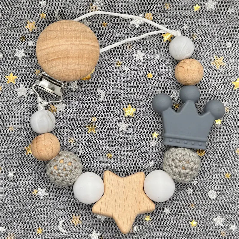 1Pc Personalized Name Custom Wooden Baby Pacifier Chain Clip Silicone Bead Dummy Nipple Holder Baby Teether Pendant Newborn Gift