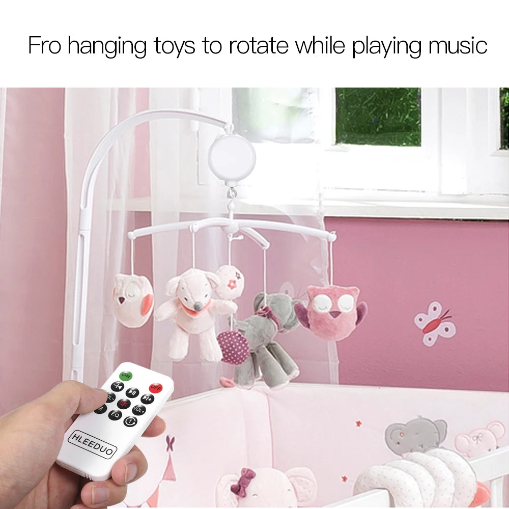 Music Box Rotary Baby Crib Bed Toy Musical Mobiles 35 Songs Music Box Remote Control Movement Bells for Kids with USB Line