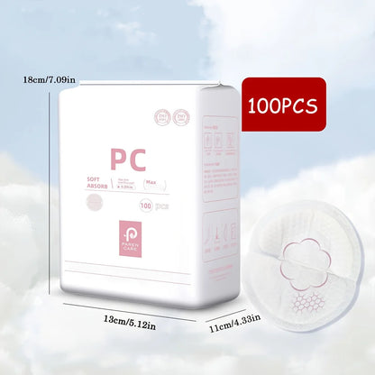 100PCS Breastfeeding Disposable Breast Nursing Pads Breathable Slim Super Absorbency Cotton Breast Pad Nurs