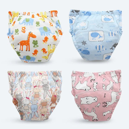 Reusable Soft Cotton Baby Breathable Diapers Pee Shorts Toddler Potty Training Pants Underwears for Boys & Girls Baby Nappies