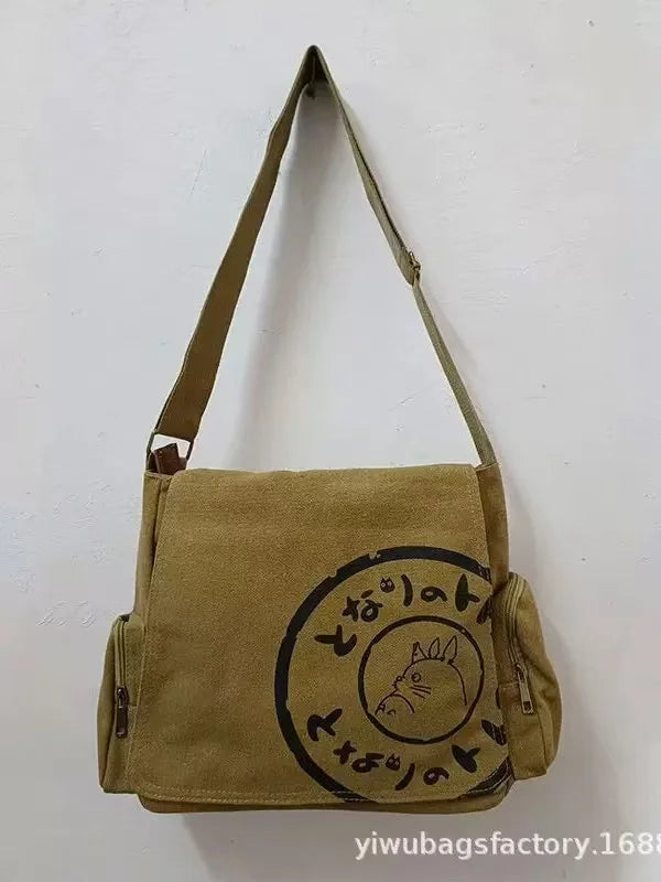 Japanese and Korean canvas bags Anime periphery My neighbor is Chinchilla shoulder bag Totoro backpack messenger bag School bag