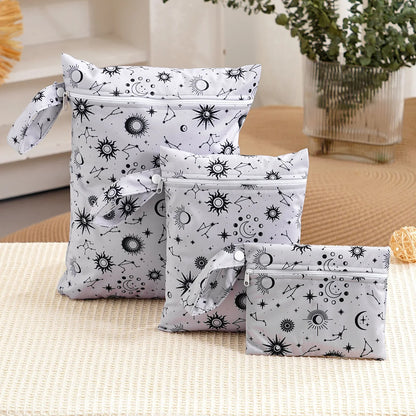 3PCS Recycled Fabric Waterproof Wet Dry Bag Portable Diaper Bag Sanitary Storage Bag
