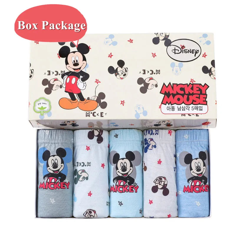5 Packs/Box Children Underwear Pants Mickey Cartoon Boys Panties Soft Cotton Kids Triangle Panty Breathable Boys Briefs Gift Box