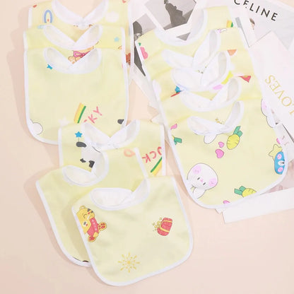 Random 5pcs Baby Cartoon Snap Waterproof Bib Super Soft Baby Bib Newborn Crystal Velvet Saliva Towel