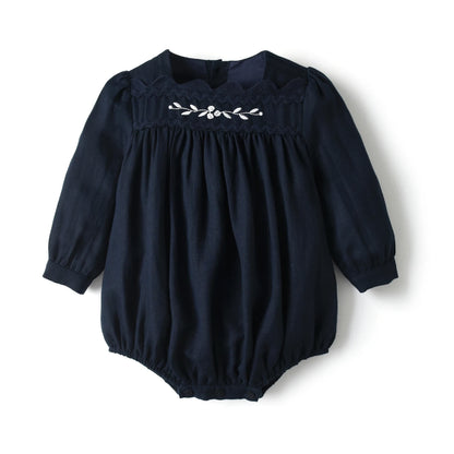 AS Great Quality Designer Shabbos Brother Sister Navy Cotton Linen Clothes with Embroidery Holiday Outfits