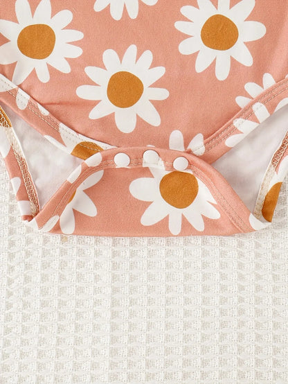 3Pairs/Lot Summer Baby Girl Newborn Baby Sling Onesie 3 Pieces Cute Polka Dot Flower Pattern Cool Breathable Comfortable Onesie