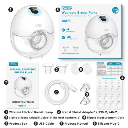 MAMIJOY Wearable Breast Pump Electric Breast Pumps Comfort Milk Collector Lightweight with LED Display 4 Modes & 36 Levels EB46