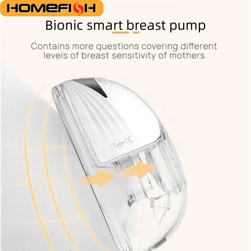 HOMEFISH MY-375 Wearable Electric Breast Pump Hands-Free Portable Bionic Smart Breast Pain-Free Breastfeeding 1200mAh Type-C