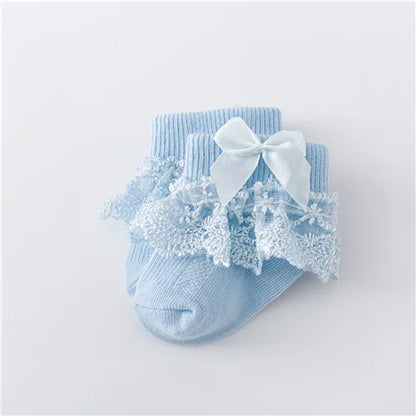 Lawadka 0-24Month Newborn Baby Socks For Girls Cotton Lace Infant Girls Sock Princess Bow Toddler Baby Girls Socks Spring 2024