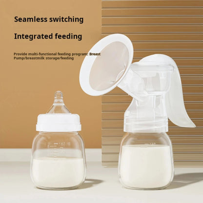 BPA-Free Manual Breast Pump Set with Piston Pump System - Includes 6.09oz Bottle and Nipple, Durable Plastic