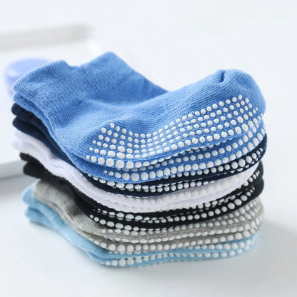6 Pairs/Lot Cotton Baby Anti-slip Boat Socks For Boys Girls Low Cut Floor Kids Toddler Sock With Rubber Grips For 0-5Years