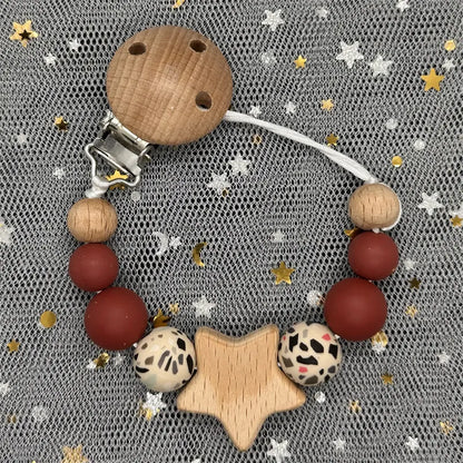 1Pc Personalized Name Custom Wooden Baby Pacifier Chain Clip Silicone Bead Dummy Nipple Holder Baby Teether Pendant Newborn Gift
