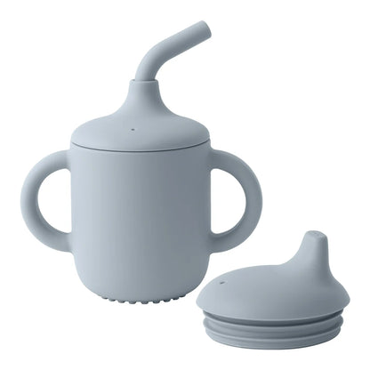 1PCS Two Lids Baby Silicone Straw Cup BPA Free Portable Storage Snack Container Feeding Cup Kids Learning Drink Cup Baby Stuff
