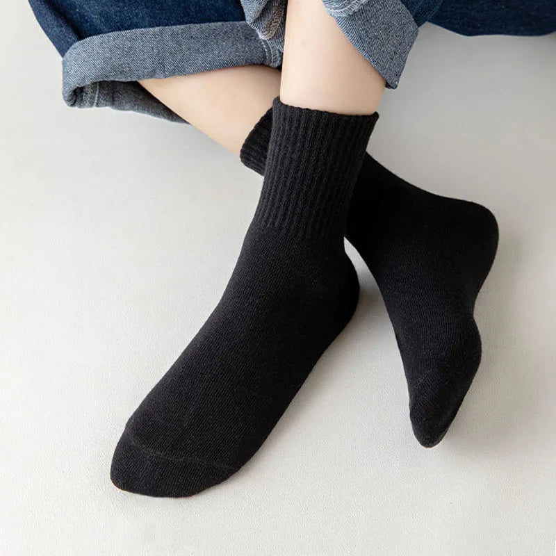 5 Pairs Kids Socks Breathable Comfortable For Boys Girls White Black Sport Socks