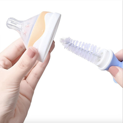 2-in-1 Nylon Bristle Baby Bottle Brush with Nipple Brush and Suction Cup, Cup Brush, Daily Use Feeding Cleaning Brush