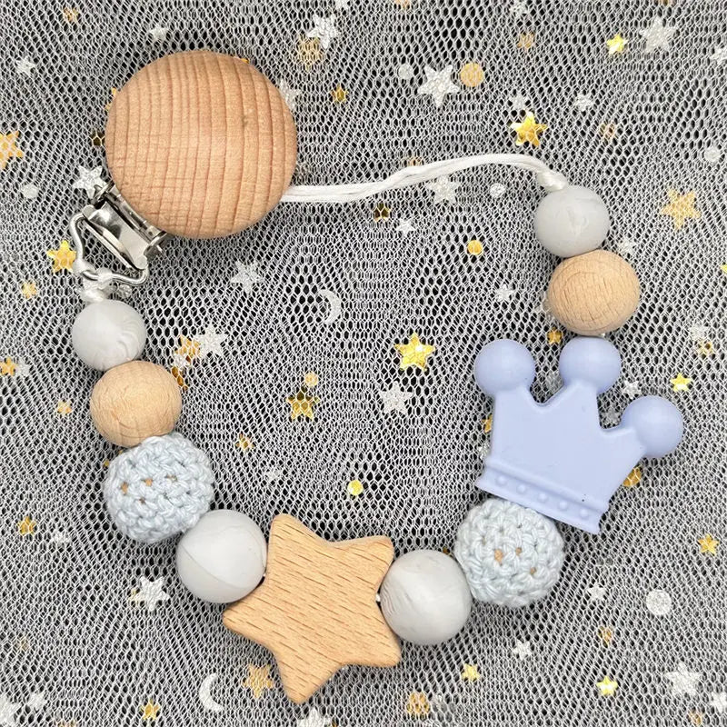 1Pc Personalized Name Custom Wooden Baby Pacifier Chain Clip Silicone Bead Dummy Nipple Holder Baby Teether Pendant Newborn Gift
