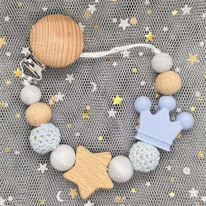 1Pc Personalized Name Custom Wooden Baby Pacifier Chain Clip Silicone Bead Dummy Nipple Holder Baby Teether Pendant Newborn Gift