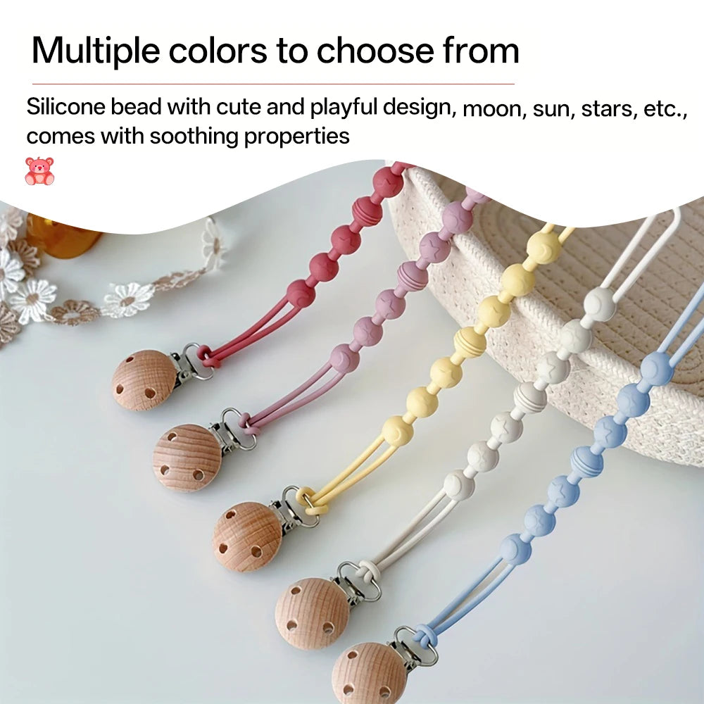 Baby food grade silicone pacifier clip - anti fall baby pacifier clip without bisphenol A cute animal design