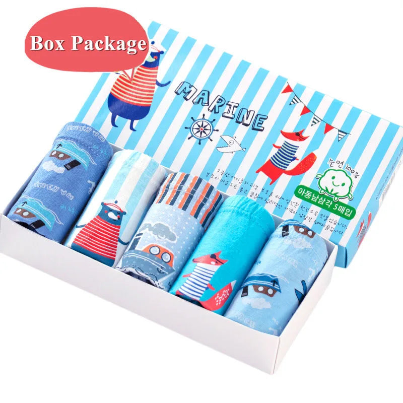 5 Packs/Box Children Underwear Pants Mickey Cartoon Boys Panties Soft Cotton Kids Triangle Panty Breathable Boys Briefs Gift Box