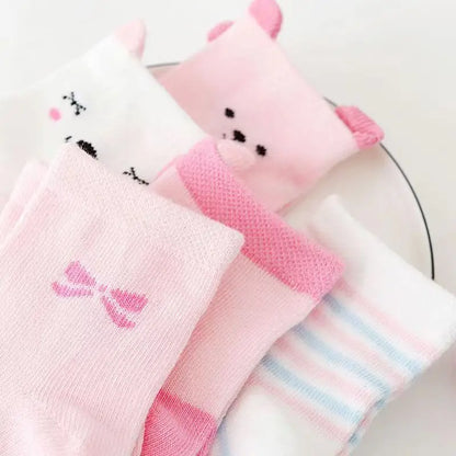 5 Pairs Cartoon Baby Socks Cute Cat Animal Soft Cotton Knit Baby Girl Kids Boy Newborn Boys Children's Socks for 0-6 Years
