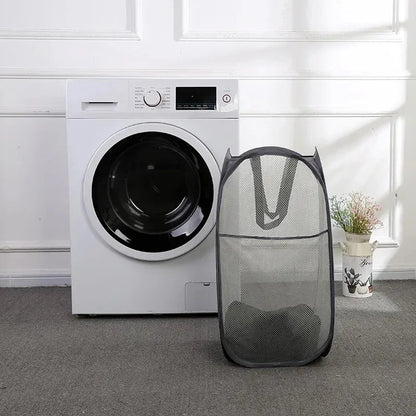 Large Capacity Foldable Dirty Clothes Basket Mesh Bathroom Storage Bucket Portable Organizer for Laundry