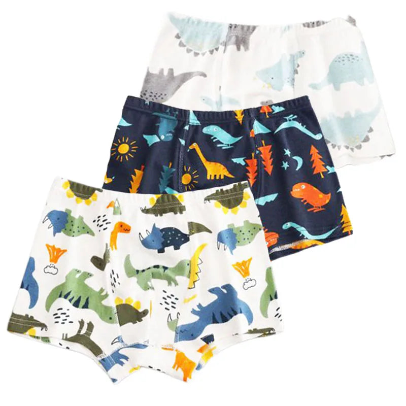 5pcs/lot Boys Cotton Boxer Briefs Cute Dinosaur Cartoon Print Kids Underwear Baby Boy Shorts Breathable Toddlers Underpants