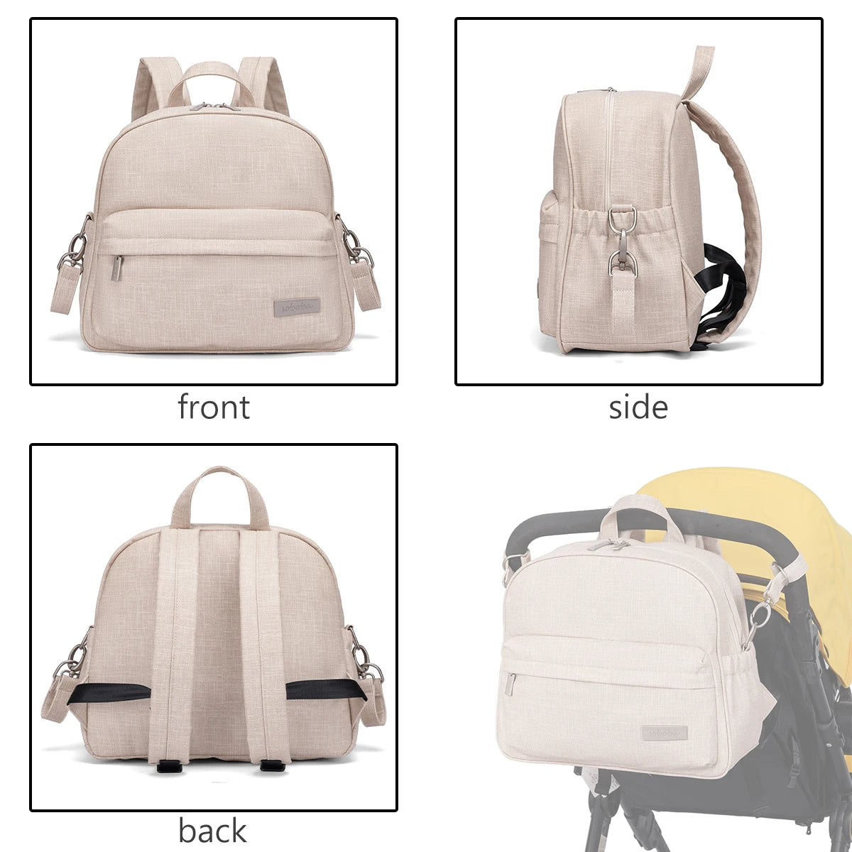 Soboba Stylish Diaper Backpack for Women Solid Fashion Waterproof Large Capacity Multi-funcional Nappy Changing Bag with 2 Strap