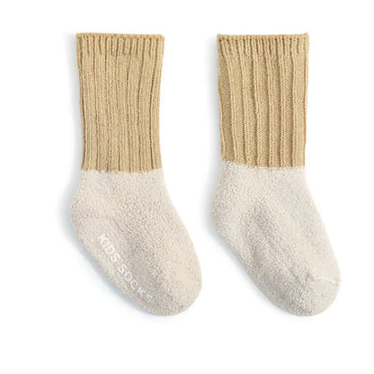 Spring New Kids Baby Boys and Girls Socks Infant Middle Length Patchwork Non-slip Socks Newborn Baby Terry Socks
