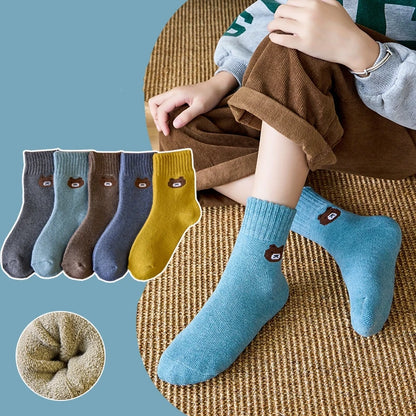 5 Pairs Warm Plush Kids Socks Autumn And Winter Plush Thicken Toddler Boys Girls Cotton Socks 1 to 12 Years Children Socks