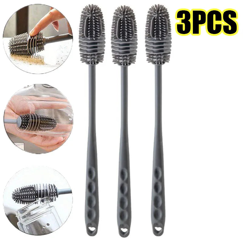 Long Handle Silicone Bottle Brush Cleaning Brush Kitchen Cleaning Cup Brush Thermos Glass Brush Cleaning Tools  Bottle Brush