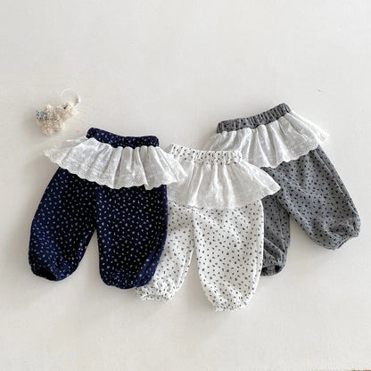 Autumn baby girls' leggings, Korean-style infant and toddler long pants, 0-3 years old children's clothing, outerwear floral cur