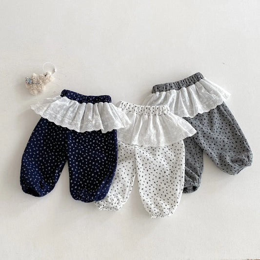 Autumn baby girls' leggings, Korean-style infant and toddler long pants, 0-3 years old children's clothing, outerwear floral cur