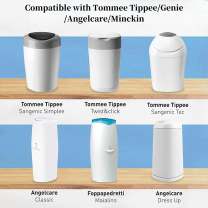 Nappy Bin Refill Bags for Sangenic Tommee Tippee, Refill Bags for Genie, Diaper Pail Refills for Angelcare for Munchkin, Scented