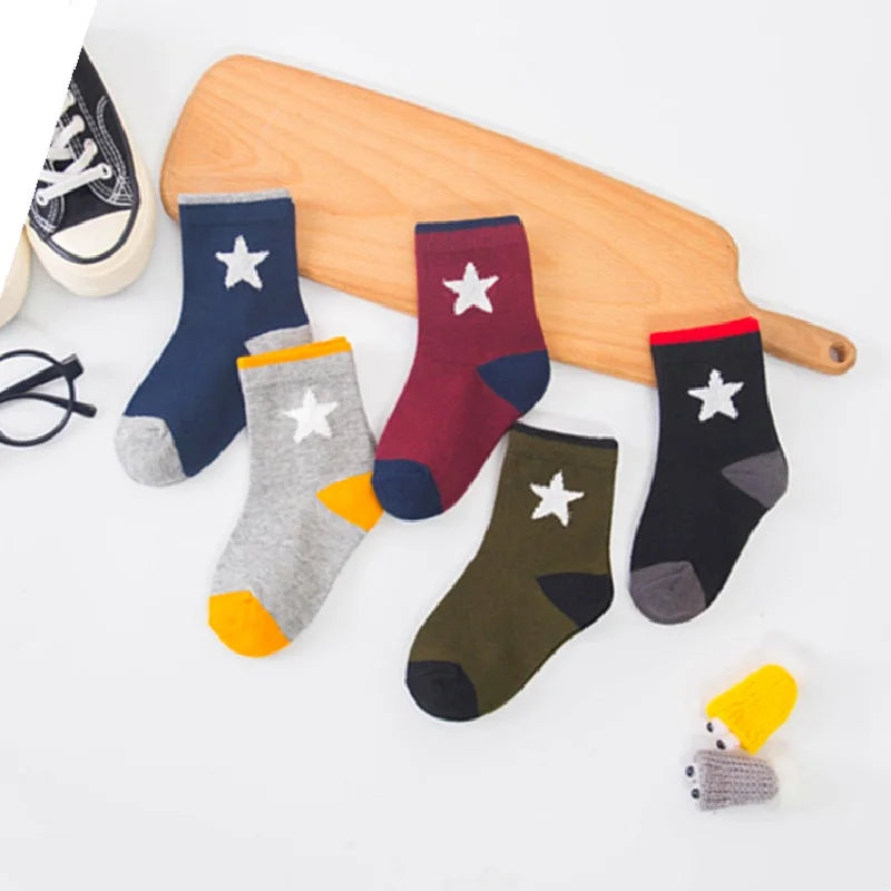 5 Pairs Cartoon Baby Socks Cute Cat Animal Soft Cotton Knit Baby Girl Kids Boy Newborn Boys Children's Socks for 0-6 Years