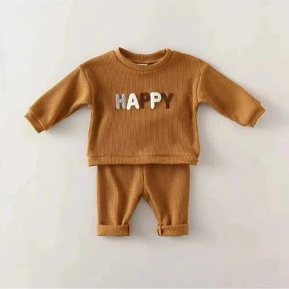 New Spring Autumn  Fashion Kids Clothes Set Toddler Baby Boy Girl Pattern Casual Tops+Child Loose Trousers  2pcs Suit Outfits