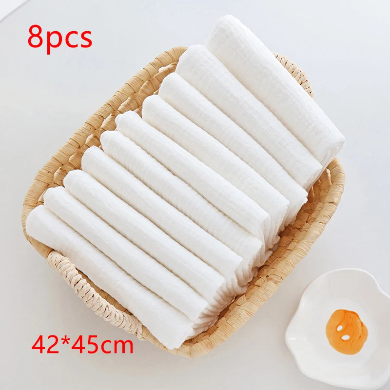 10pcs Cotton Baby Gauze Diapers For Newborn Baby Nappy Changing 43x45cm Washable Reusable Double Layer Soft Baby Towels