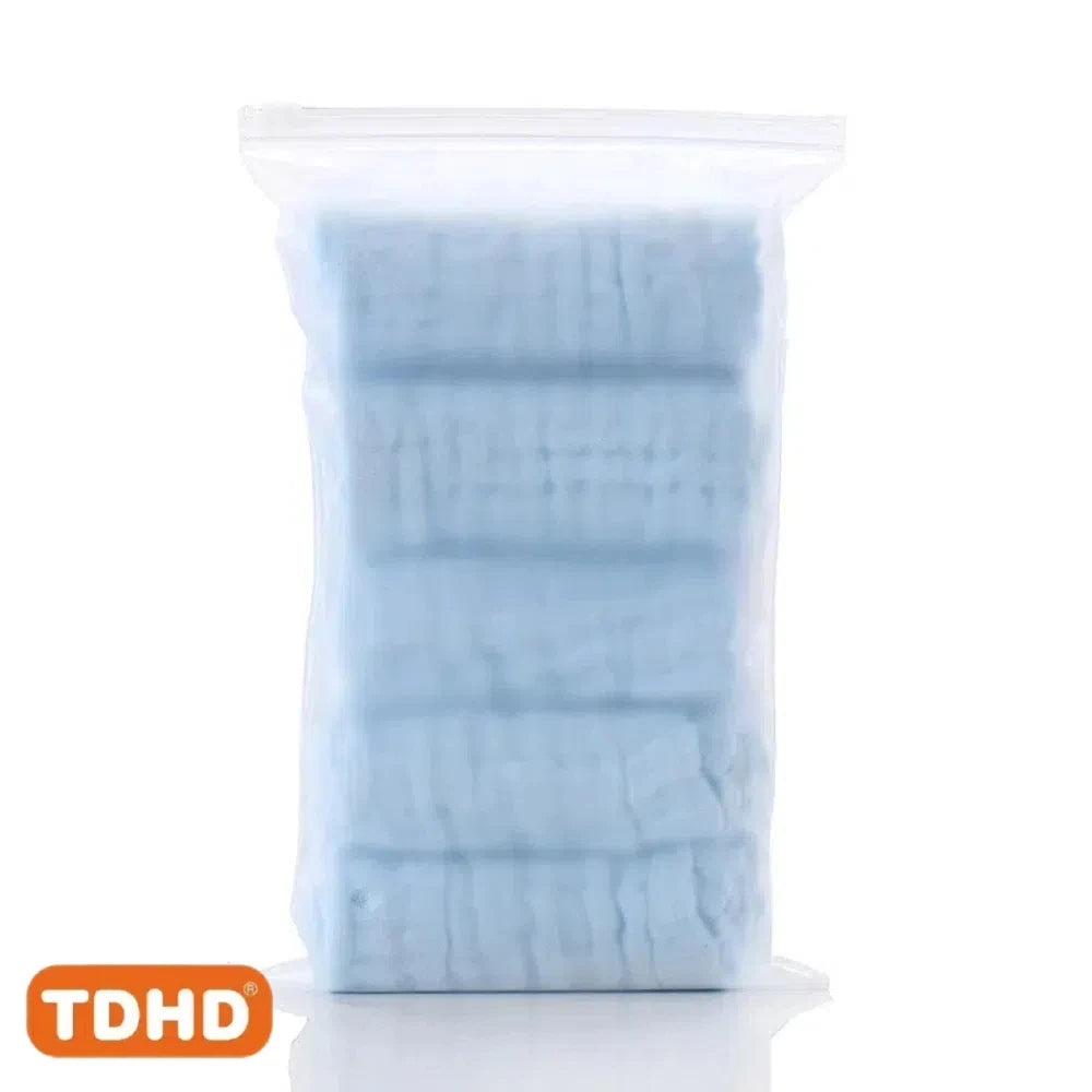 TDHD 5 pieces of baby solid color six layers of pure cotton gauze saliva towel absorbent fast printed gauze towel suitable for