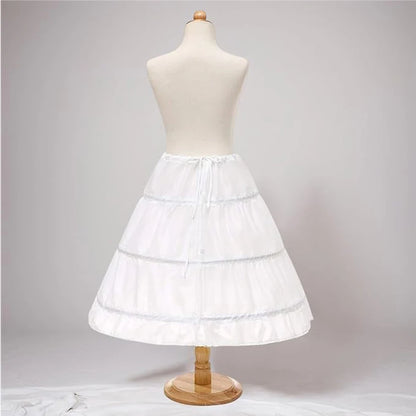 Girls' 3 Hoops Petticoat Full Slip Flower Girl Crinoline Skirt