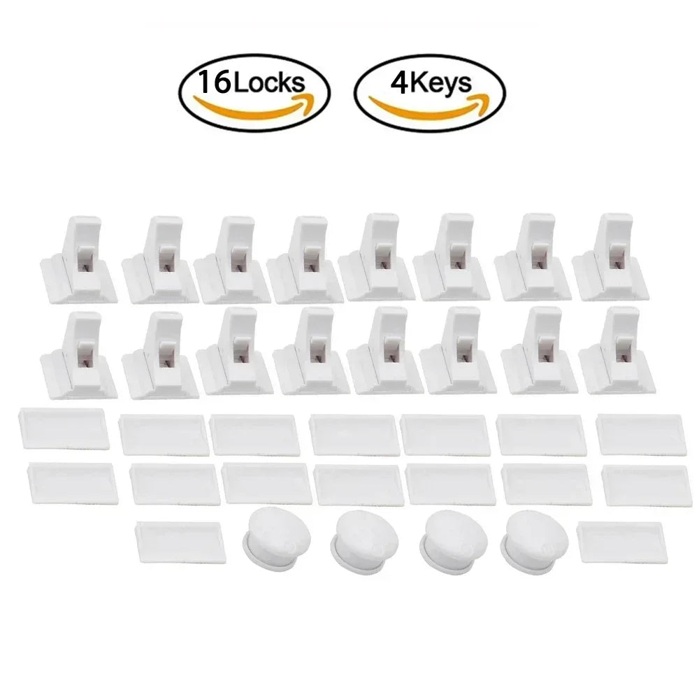 1-5PCS Magnetic Child Safety Lock, Limiter Kids No Drilling Drawer Lock Fridge Lock Cabinet Lock for Home Baby Security