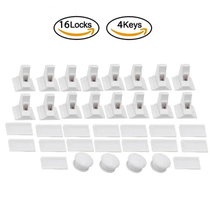 1-5PCS Magnetic Child Safety Lock, Limiter Kids No Drilling Drawer Lock Fridge Lock Cabinet Lock for Home Baby Security