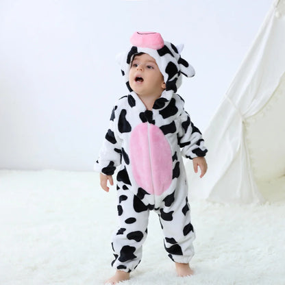Inflant Newborn Rompers Kigurumi Winter Animal Onesie Kids Jumpsuit Pajamas Baby Cow Costumes For Christmas Halloween Party