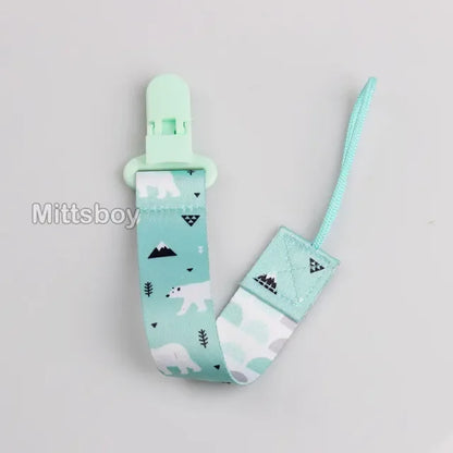 Custom Name Silicone Beads Wooden Ring Pacifier Clips Safe Teething Chains Baby Teether Eco-friendly Dummy Beech Clips Holder