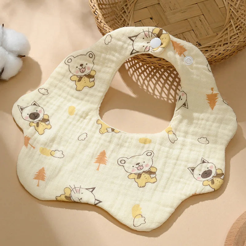 Cotton Gauze Baby Bib Babies Accessories Newborn Baby Apron Feeding Bib 6 Layer Muslin Burp Cloths Kids Saliva Towel New Born