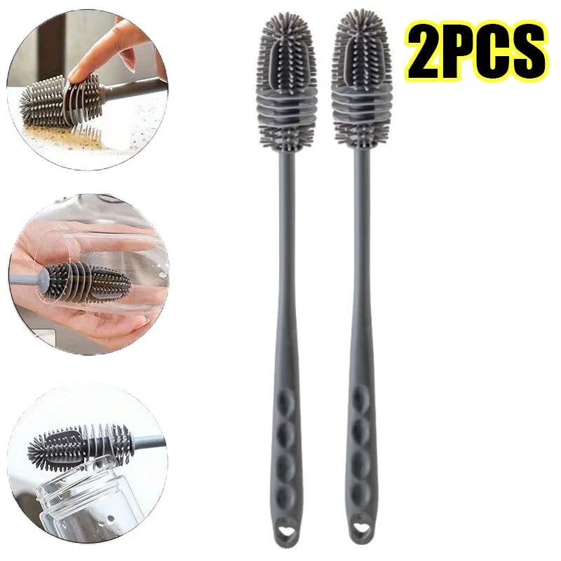 Long Handle Silicone Bottle Brush Cleaning Brush Kitchen Cleaning Cup Brush Thermos Glass Brush Cleaning Tools  Bottle Brush