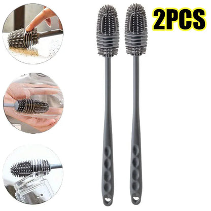 Long Handle Silicone Bottle Brush Cleaning Brush Kitchen Cleaning Cup Brush Thermos Glass Brush Cleaning Tools  Bottle Brush